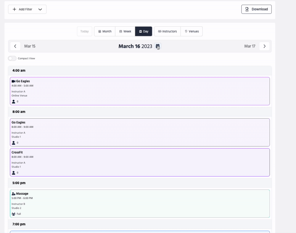 Jump to a date in the TeamUp Business Calendar.