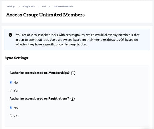 Access group settings