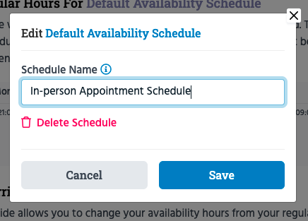 Default Availability Schedule