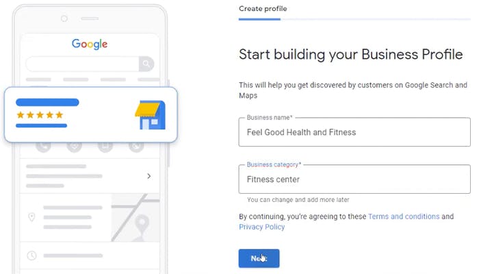 Page one of building your profile on Google My Business