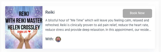 Booking an appointment for a Reiki session with Spark Life 