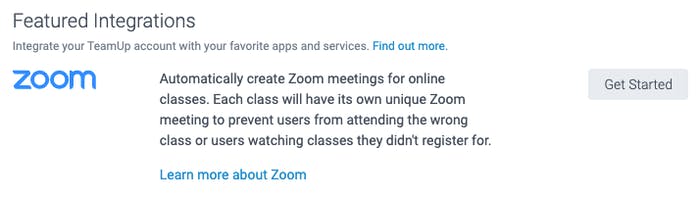zoom integration in teamup