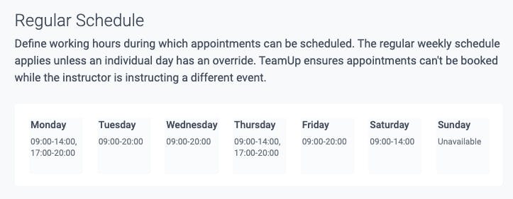 the regular schedule in teamup