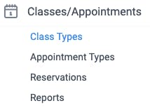 Class types in Classes/Appointments