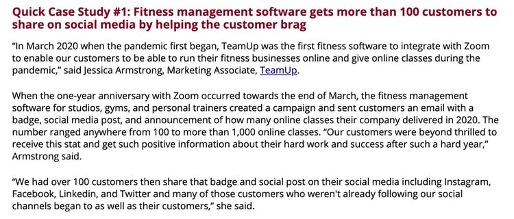marketing sherpa article featuring teamup