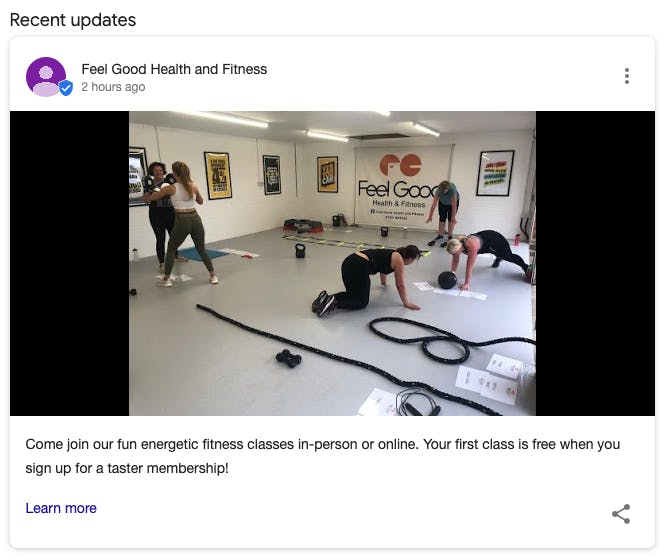 A call to action to promote Feel Good Health & Fitness on Google