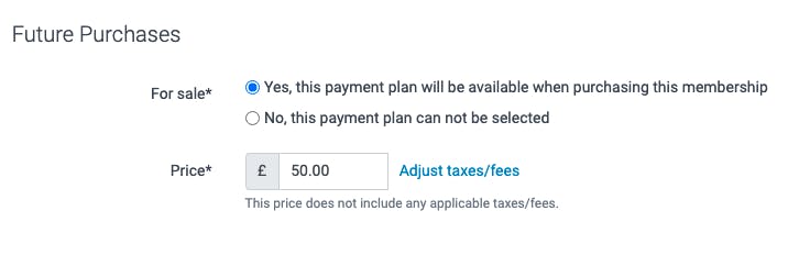 Changing future pricing in TeamUp