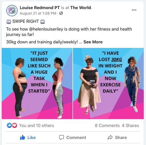 A Facebook post by Lousie Redmond PT