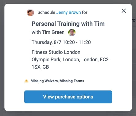 personal training confirmation