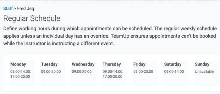 regular schedule for appointments and schedule