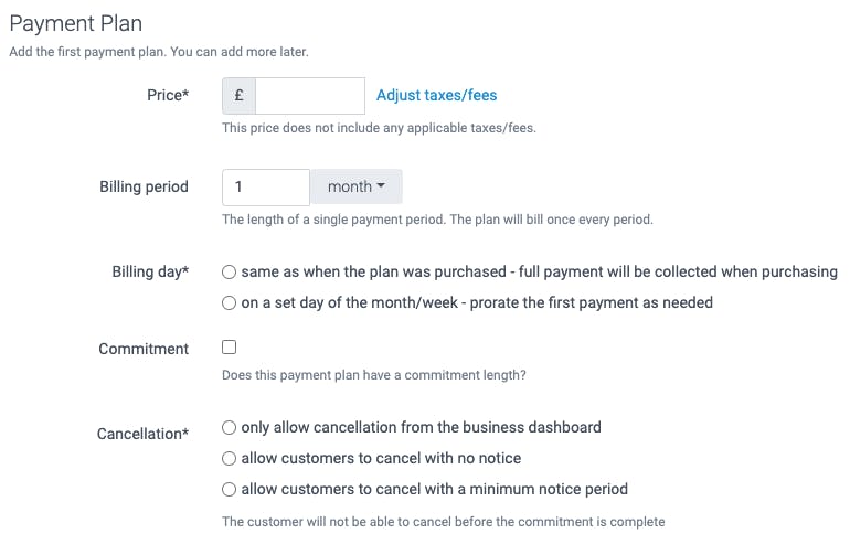 payment plan option in teamup