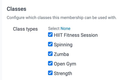 classes in memberships in teamup