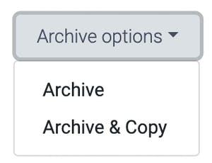 image of the archive options