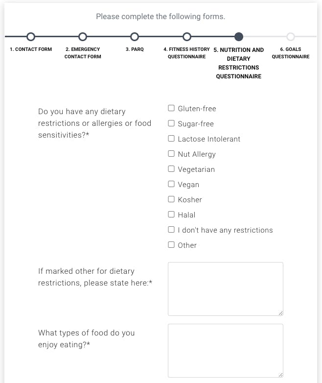 nutrition and allergy questionnaire