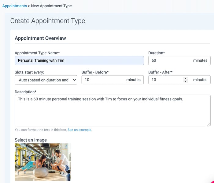 create an appointment in teamup