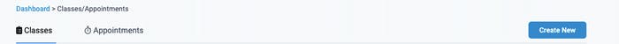 Classes and appointments tabs in the TeamUp dashboard