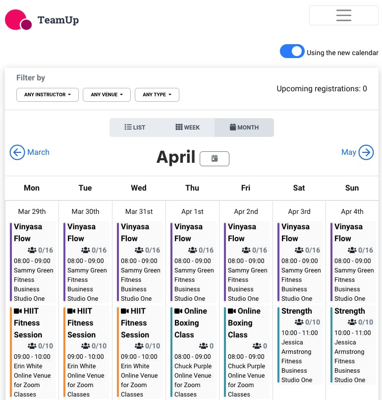 Elevate your members' booking experience with the new customer calendar |  TeamUp