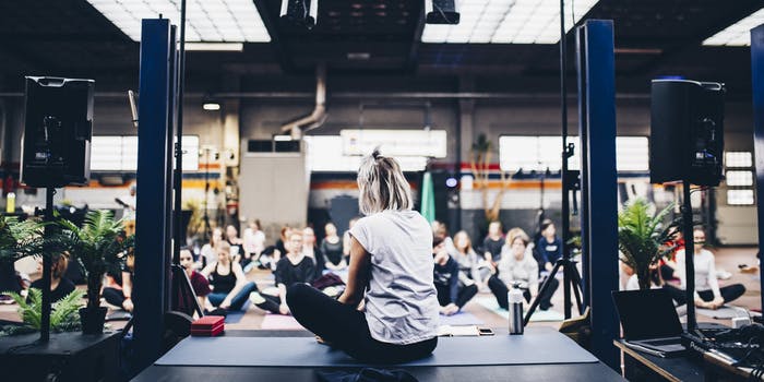 image of a teacher at a fitness class