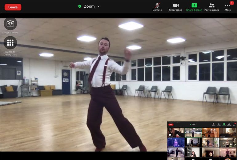 jake hooker owner of hove dance centre teaching an online class
