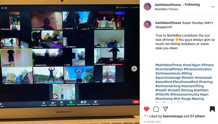 screenshot of battlebox crossfit giving an online class