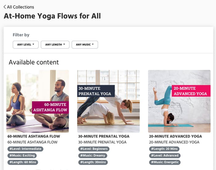 image of the yoga collection in the on demand content library