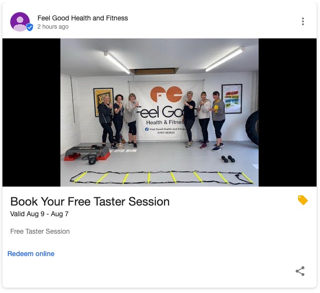 A promotional post from Feel Good Health & Fitness on Google