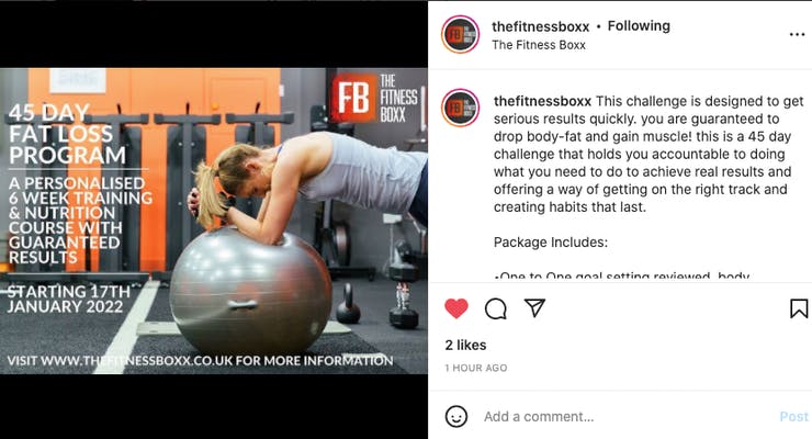 the fitness boxx instagram photo