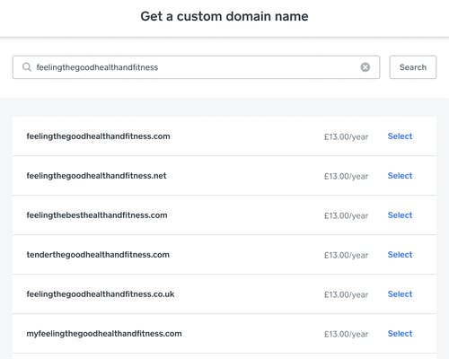 Selecting available domain names