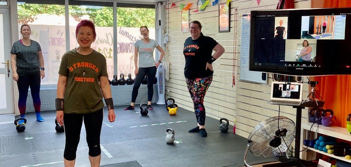 Members enjoying a hybrid class in Maggie's studio