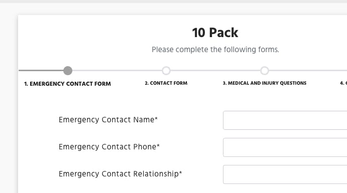 image of the forms and fields on the customer site