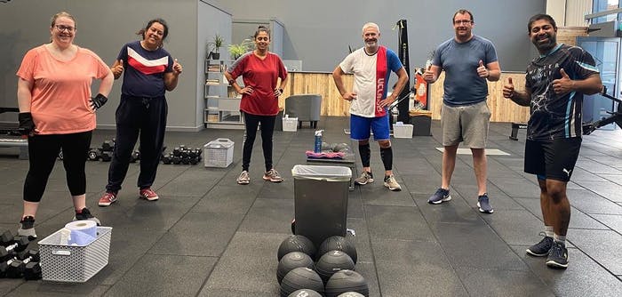 Nick Wardle's clients get ready for a socially distanced workout at Body Transformation Center.