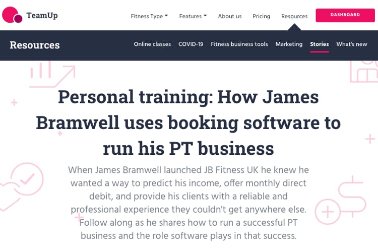 personal training case study on teamup