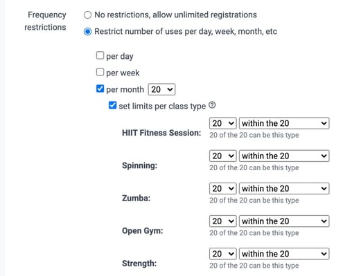 settings in memberships in teamup