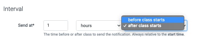 Image of interval time to send class notification