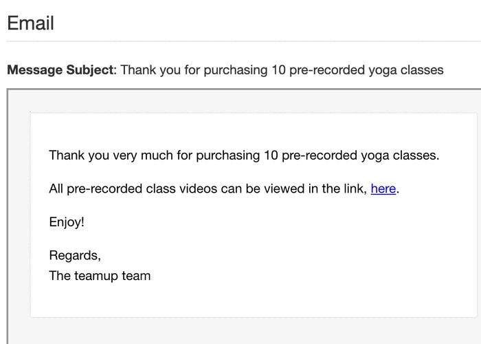 image of a membership email with pre-recorded videos