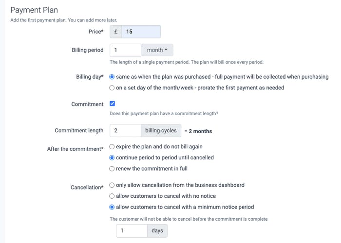 Billing and commitment length options