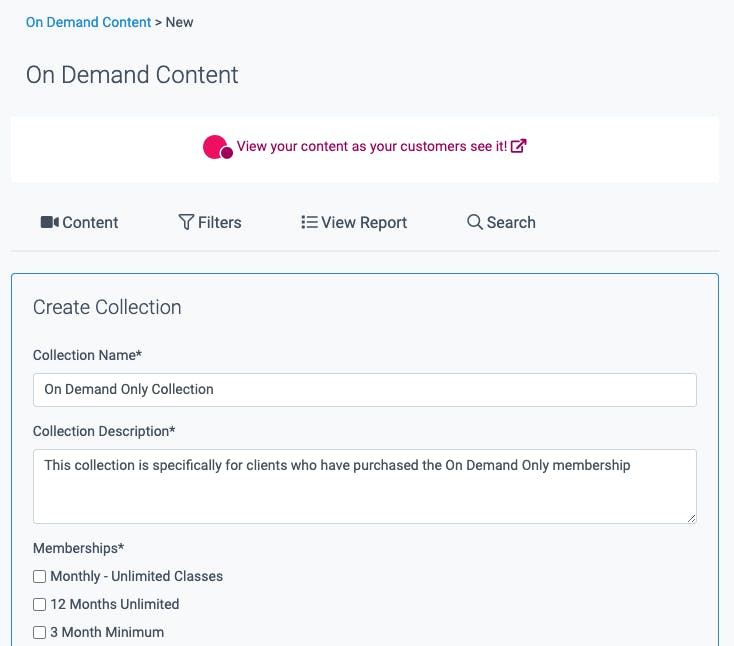 on demand content collection in teamup