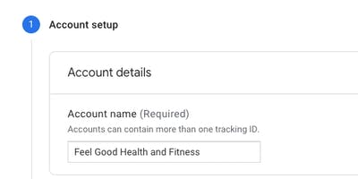 Part on of setting up your Google analytics account