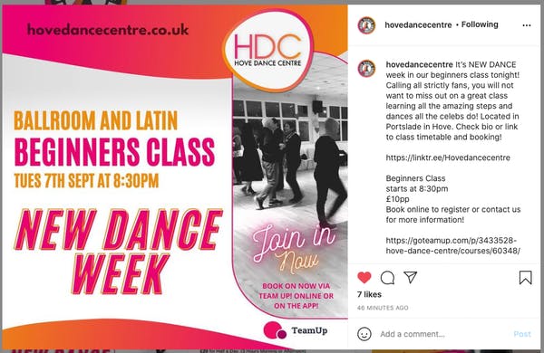 An Instagram post by Hove Dance Centre