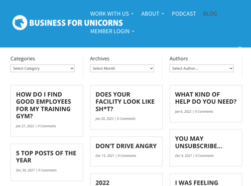 Business for Unicorns homepage