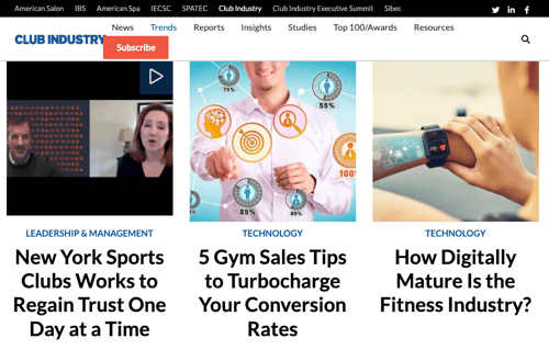 Club Industry fitness blog homepage