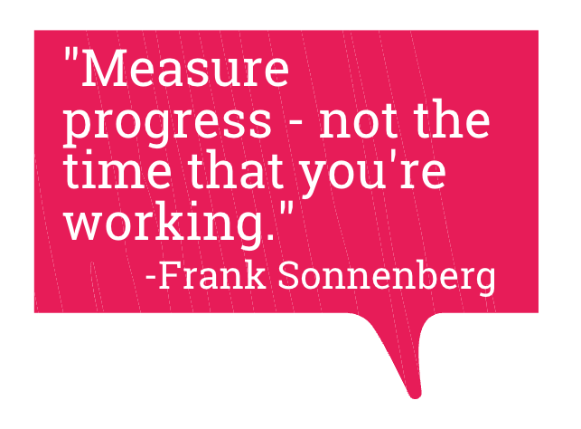 "Measure progress - not the time that you're working." Frank Sonnenberg.