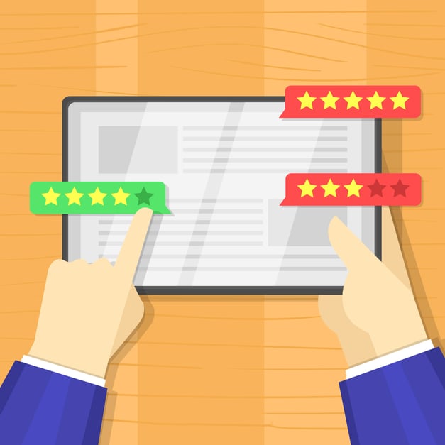 Positive and negative customer reviews.