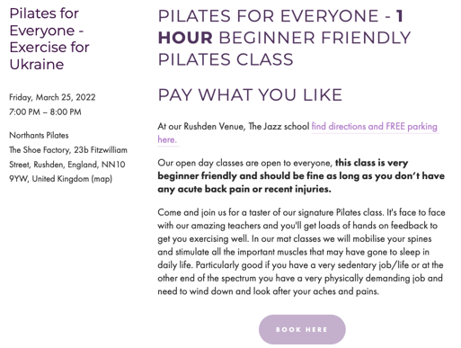 pilates pay what you want annoucement