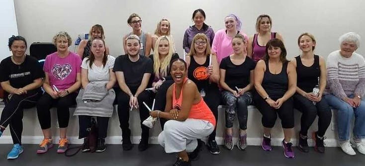 yvonne john hosting a fitness class