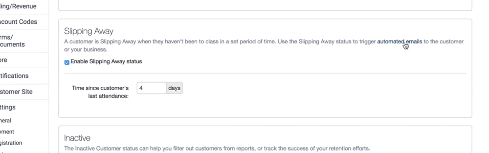 Image show screenshot GIF of Trigger: Customer: Slipping Away and how to automate sending an email to customer