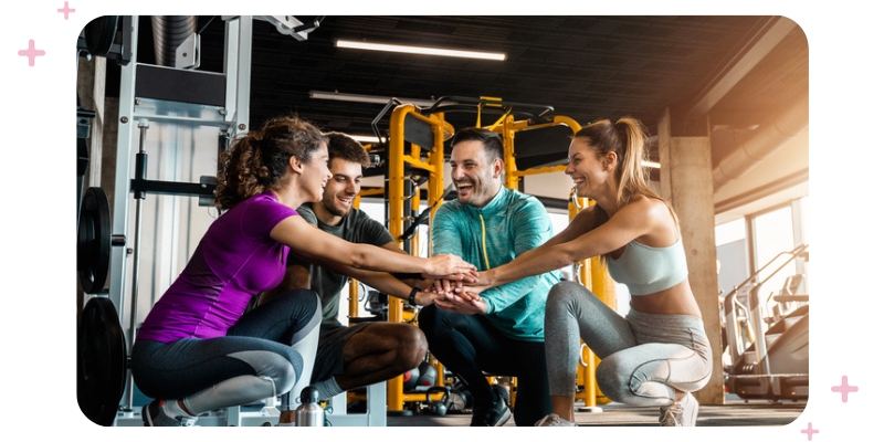 A group of people at the gym.