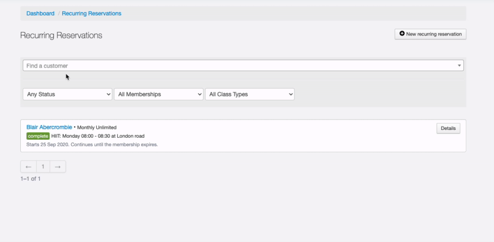 Manage Recurring Reservations