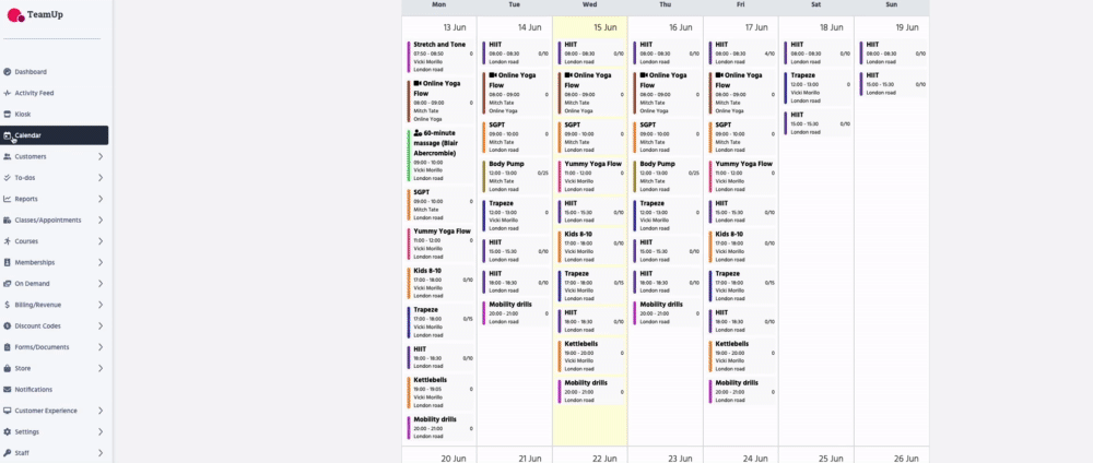Class detail page, options, cancel class being selected  