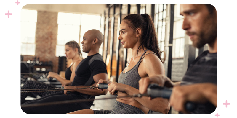 People doing rows at the gym.